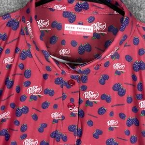 Fore Fathers Polo Shirt Mens XL Red Dr Pepper Blackberry All Over Print Golf